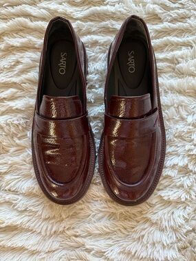Sarto Women’s Burgundy Patent Leather Loafers
